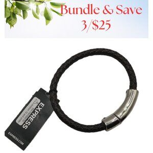 3/$25 NWT Express Brown Leather Braided Magnetic Bracelet